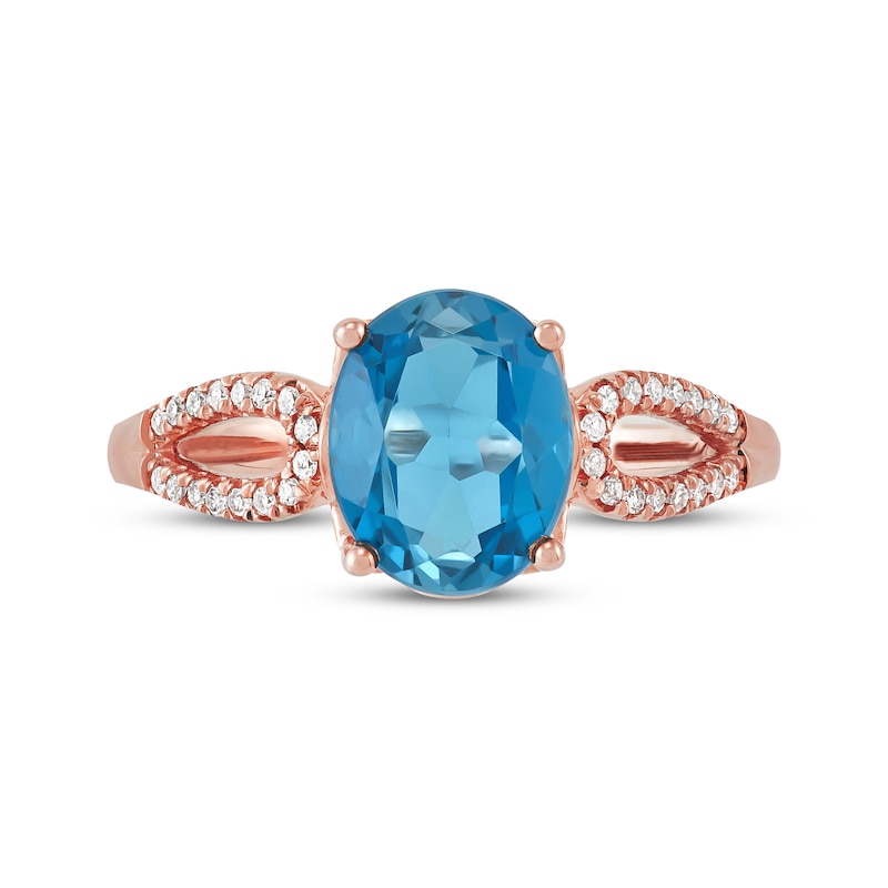 Main Image 3 of Oval-Cut London Blue Topaz & Diamond Ring 1/10 ct tw 10K Rose Gold
