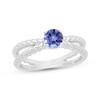 Thumbnail Image 1 of Tanzanite & White Lab-Created Sapphire Split Shank Rope Ring Sterling Silver