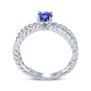 Thumbnail Image 2 of Tanzanite & White Lab-Created Sapphire Split Shank Rope Ring Sterling Silver