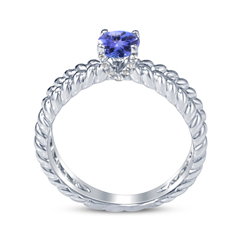Main Image 2 of Tanzanite & White Lab-Created Sapphire Split Shank Rope Ring Sterling Silver