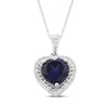Thumbnail Image 1 of Heart-Shaped Tanzanite & White Lab-Created Sapphire Necklace Sterling Silver 18"