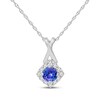 Thumbnail Image 1 of Tanzanite & White Lab-Created Sapphire Halo Necklace Sterling Silver 18"