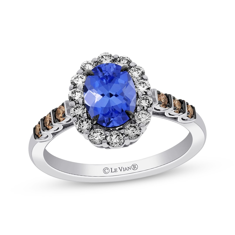 Main Image 1 of Le Vian Oval-Cut Tanzanite Halo Ring 1/2 ct tw Diamonds 14K Vanilla Gold