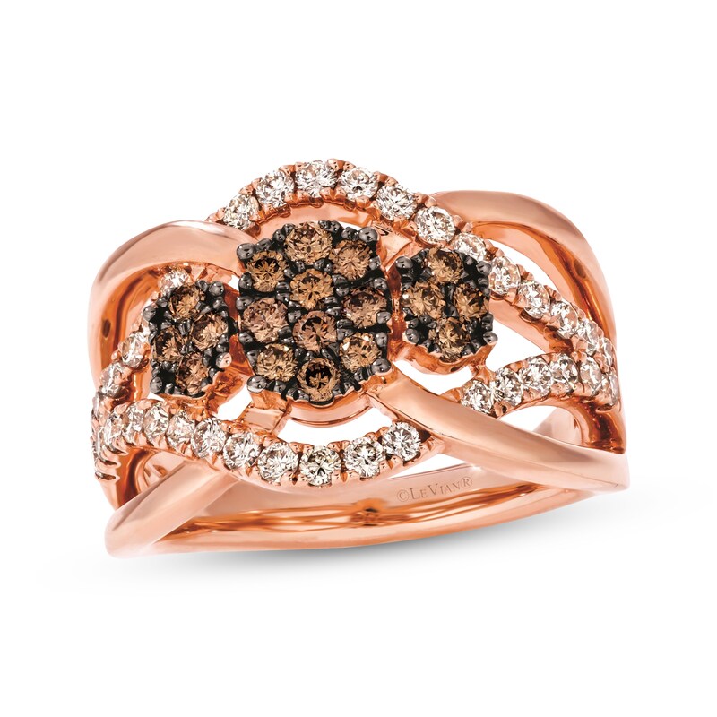 Main Image 1 of Le Vian Diamond Crossover Ring 1 ct tw 14K Strawberry Gold