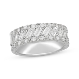 Neil Lane Artistry Baguette & Round-Cut Lab-Grown Diamond Anniversary Ring 1-1/2 ct tw 14K White Gold