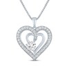 Thumbnail Image 1 of White Lab-Created Sapphire Double Heart Necklace Sterling Silver 18"