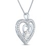 Thumbnail Image 2 of White Lab-Created Sapphire Double Heart Necklace Sterling Silver 18"