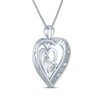 Thumbnail Image 3 of White Lab-Created Sapphire Double Heart Necklace Sterling Silver 18"