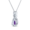 Thumbnail Image 3 of Pear-Shaped Amethyst & White Lab-Created Sapphire Swirl Necklace Sterling Silver 18"