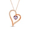 Thumbnail Image 1 of Le Vian Heart-Shaped Amethyst Heart Necklace 1/4 ct tw Diamonds 14K Strawberry Gold 20"