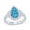 Thumbnail Image 1 of Monique Lhuillier Bliss Pear-Shaped Blue & White Lab-Grown Diamond Engagement Ring 2-1/3 ct tw 18K White Gold