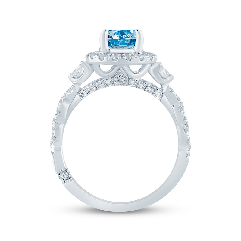 Main Image 3 of Monique Lhuillier Bliss Pear-Shaped Blue & White Lab-Grown Diamond Engagement Ring 2-1/3 ct tw 18K White Gold