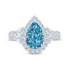 Thumbnail Image 4 of Monique Lhuillier Bliss Pear-Shaped Blue & White Lab-Grown Diamond Engagement Ring 2-1/3 ct tw 18K White Gold