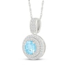 Thumbnail Image 2 of Swiss Blue Topaz & White Lab-Created Sapphire Double Halo Necklace Sterling Silver 18"
