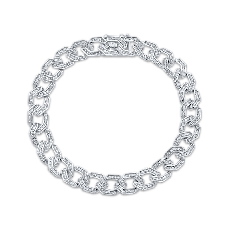 Main Image 1 of Men's Diamond Geometric Curb Chain Bracelet 2 ct tw Sterling Silver 8.5"