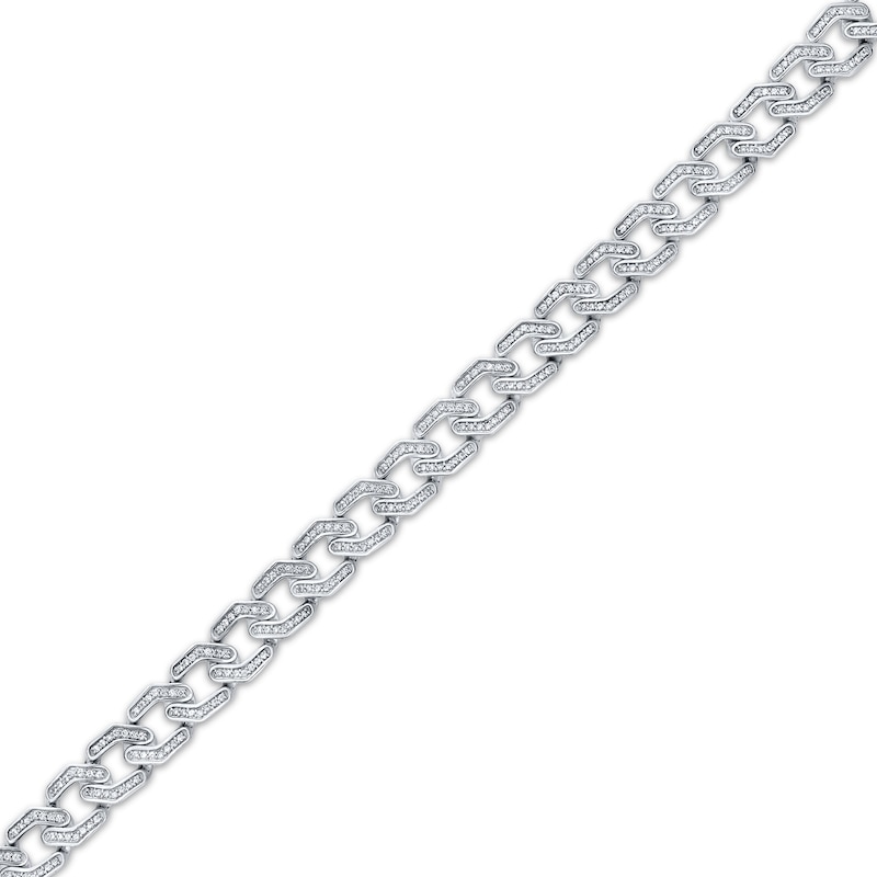Main Image 2 of Men's Diamond Geometric Curb Chain Bracelet 2 ct tw Sterling Silver 8.5"