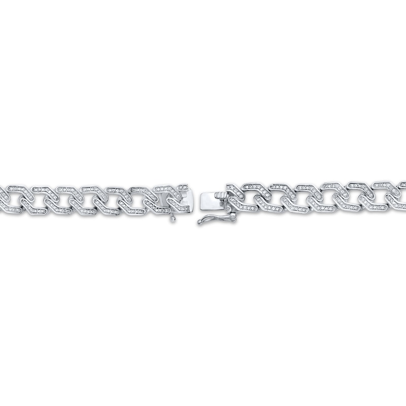 Main Image 3 of Men's Diamond Geometric Curb Chain Bracelet 2 ct tw Sterling Silver 8.5"
