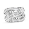 Thumbnail Image 1 of Baguette-Cut Diamond Multi-Row Crossover Fashion Ring 1 ct tw 10K White Gold