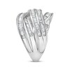 Thumbnail Image 2 of Baguette-Cut Diamond Multi-Row Crossover Fashion Ring 1 ct tw 10K White Gold