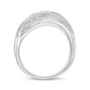 Thumbnail Image 3 of Baguette-Cut Diamond Multi-Row Crossover Fashion Ring 1 ct tw 10K White Gold