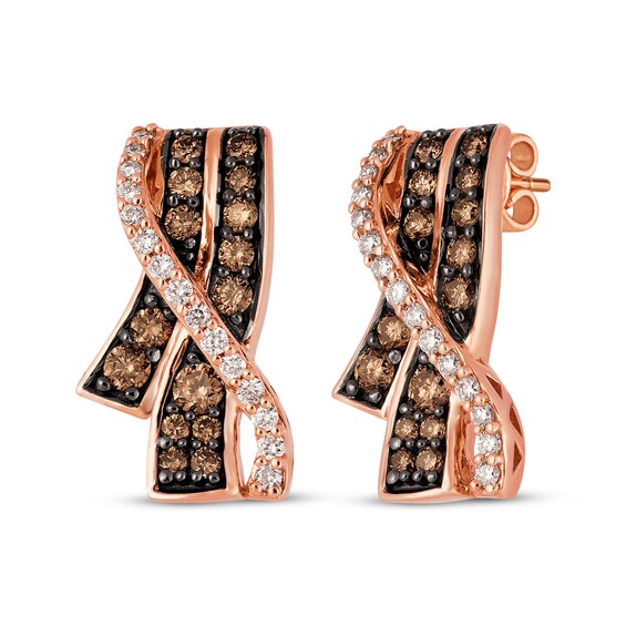 Le Vian Chocolatier Diamond Ribbon Earrings 3/4 ct tw 14K Strawberry Gold