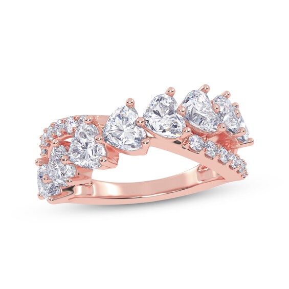 KAY Lab-Grown Diamonds Heart-Shaped & Round-Cut Crossover Ring 2 ct tw 14K Rose Gold