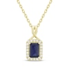 Thumbnail Image 1 of Emerald-Cut Natural Blue Sapphire & Diamond Necklace 1/10 ct tw 14K Yellow Gold 18"
