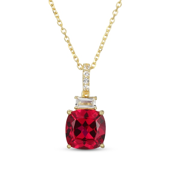 Sterling Silver Cushion Cut Lab Created Ruby 18