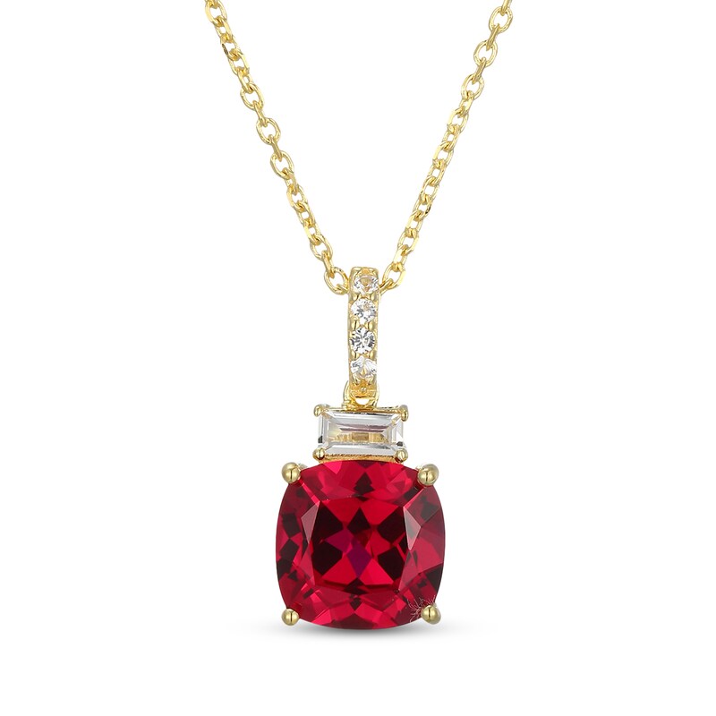 Sterling Silver Cushion Cut Lab Created Ruby 18
