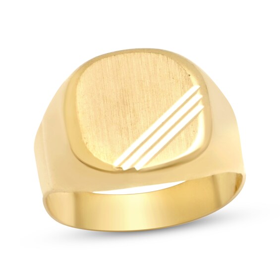 Men's Satin Finish Signet Ring 10K Yellow Gold
