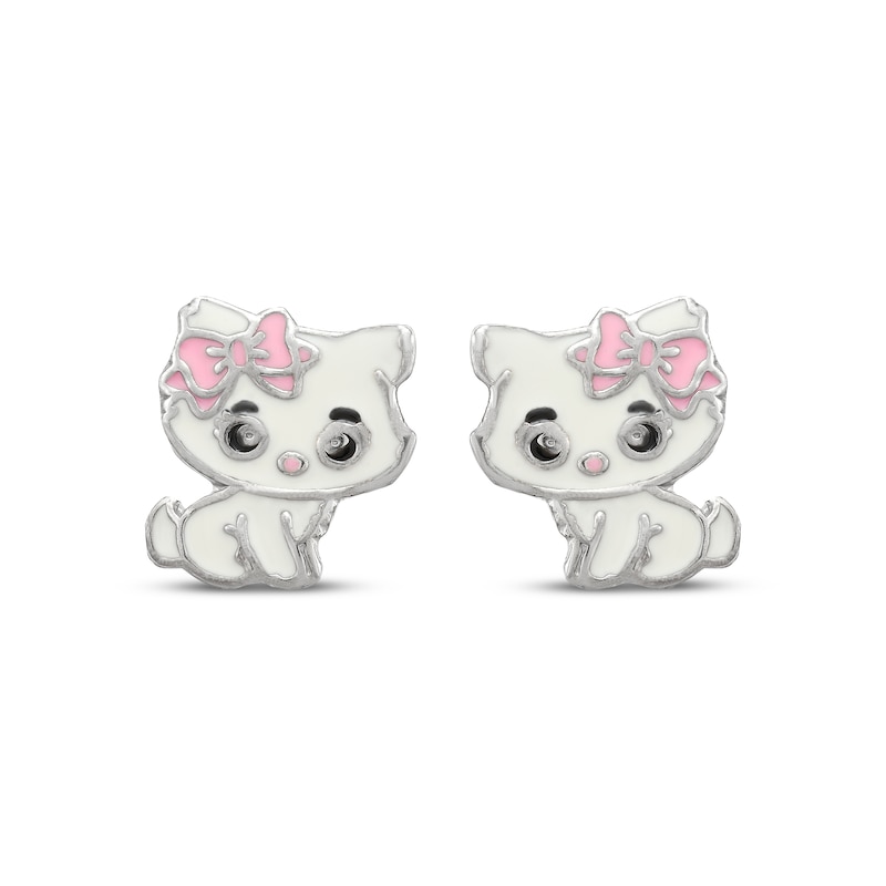 Main Image 2 of Children's Enamel Kitten Stud Earrings Sterling Silver