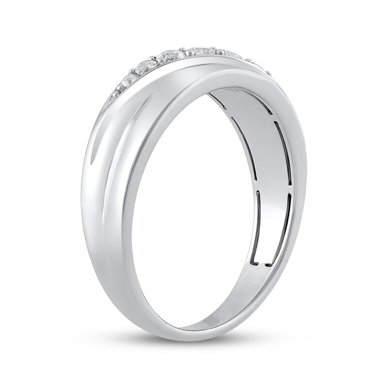 Main Image 2 of Men's Diamond Diagonal Wedding Band 1/3 ct tw 10K White Gold 6.9mm