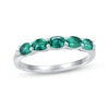 Thumbnail Image 1 of Oval-Cut Lab-Created Emerald & White Lab-Created Sapphire Ring Sterling Silver