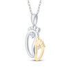 Thumbnail Image 2 of Diamond Mom & Baby Footprint Necklace 1/20 ct tw Sterling Silver & 10K Yellow Gold 18"