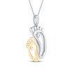 Thumbnail Image 3 of Diamond Mom & Baby Footprint Necklace 1/20 ct tw Sterling Silver & 10K Yellow Gold 18"