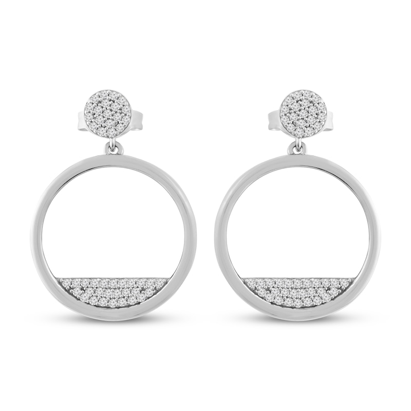 Main Image 2 of Multi-Diamond Circle Dangle Earrings 1/4 ct tw Sterling Silver
