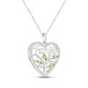 Thumbnail Image 2 of Marquise-Cut Peridot & White Lab-Created Sapphire "Family" Tree Heart Necklace Sterling Silver 18"