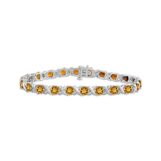 Citrine "XO" Bracelet Sterling Silver 7.5"