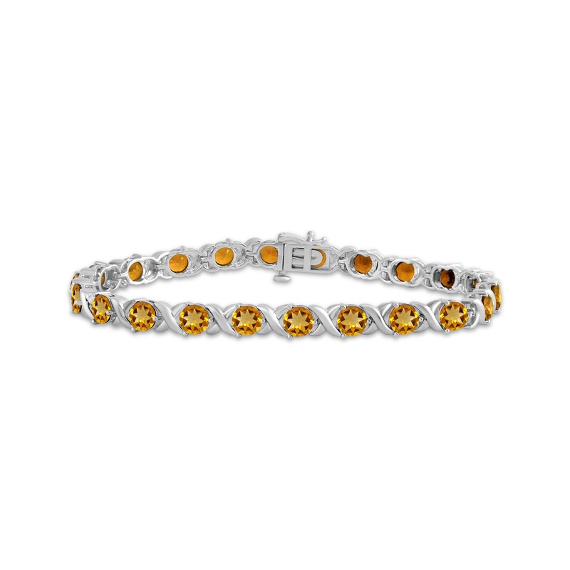 Main Image 1 of Citrine "XO" Bracelet Sterling Silver 7.5"