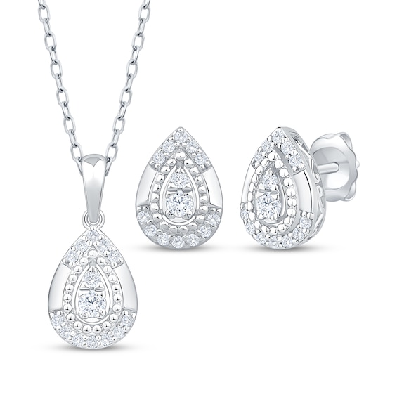 Diamond Teardrop Gift Set 3/8 ct tw Sterling Silver