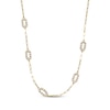 Thumbnail Image 2 of Diamond-Cut Oval Station Paperclip Chain Necklace Solid 10K Two-Tone Gold 18"