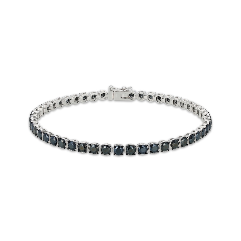 Main Image 1 of Men's Black Sapphire Tennis Bracelet Sterling Silver 8.5"