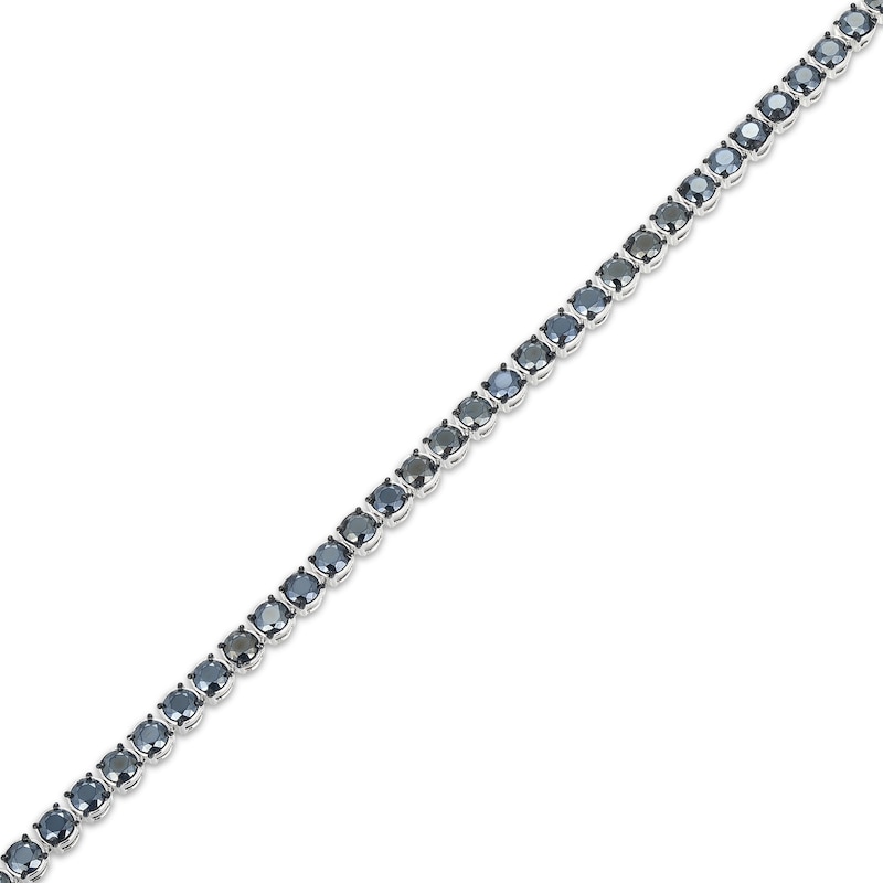 Main Image 2 of Men's Black Sapphire Tennis Bracelet Sterling Silver 8.5"