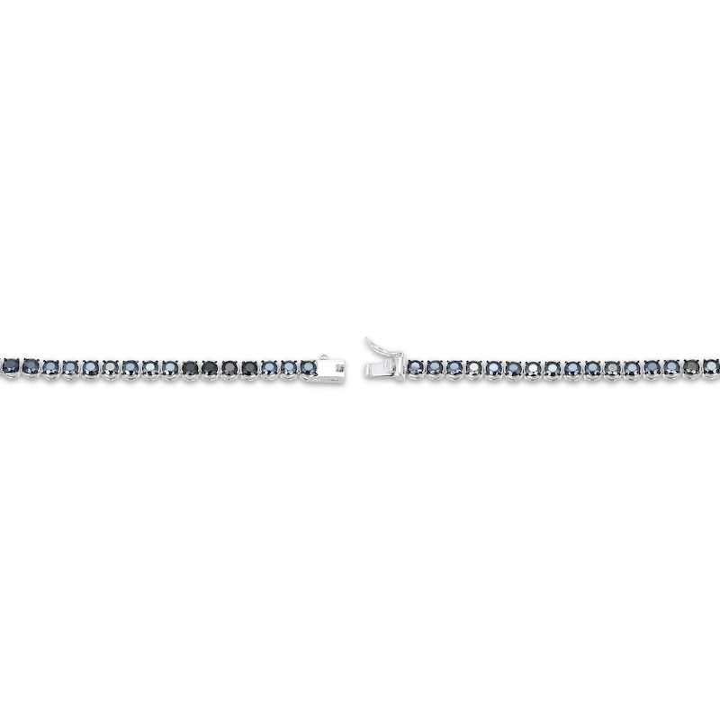 Main Image 3 of Men's Black Sapphire Tennis Bracelet Sterling Silver 8.5"