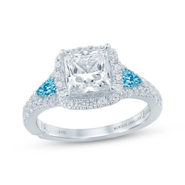 Monique Lhuillier Bliss Princess-Cut White & Blue Lab-Grown Diamond Engagement Ring 2-3/4 ct tw 18K White Gold