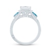 Thumbnail Image 3 of Monique Lhuillier Bliss Princess-Cut White & Blue Lab-Grown Diamond Engagement Ring 2-3/4 ct tw 18K White Gold