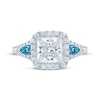 Thumbnail Image 4 of Monique Lhuillier Bliss Princess-Cut White & Blue Lab-Grown Diamond Engagement Ring 2-3/4 ct tw 18K White Gold