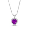 Thumbnail Image 1 of Heart-Shaped Amethyst & White Lab-Created Sapphire Locket Necklace Sterling Silver 18"