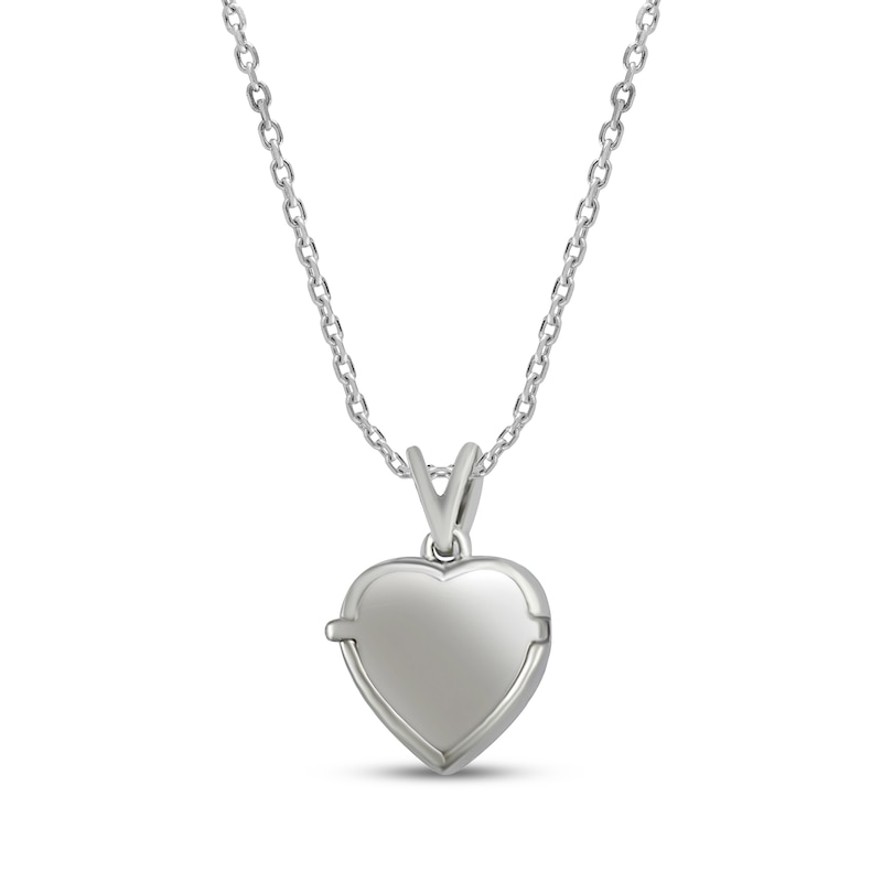 Main Image 2 of Heart-Shaped Amethyst & White Lab-Created Sapphire Locket Necklace Sterling Silver 18"
