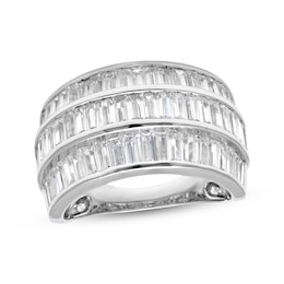 Baguette-Cut Lab-Grown Diamond Three-Row Fashion Ring 2 ct tw 10K White Gold